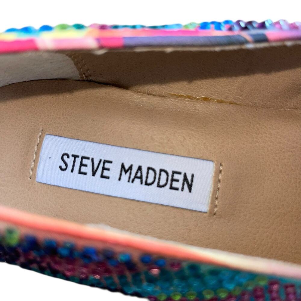 Steve Madden Multicolor Rhinestone Slip-On Flats Rainbow - Picture 7 of 9